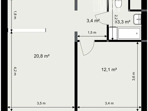 Prodaný  byt 2+kk 39 m²