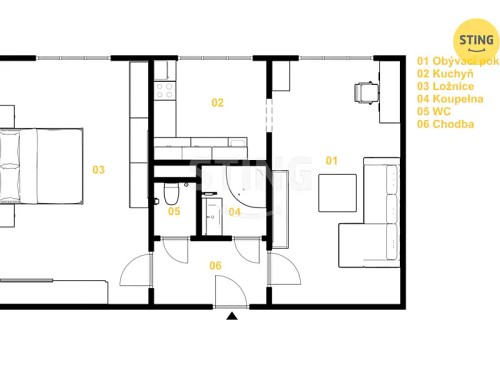 Prodej bytu 2+1 54 m²