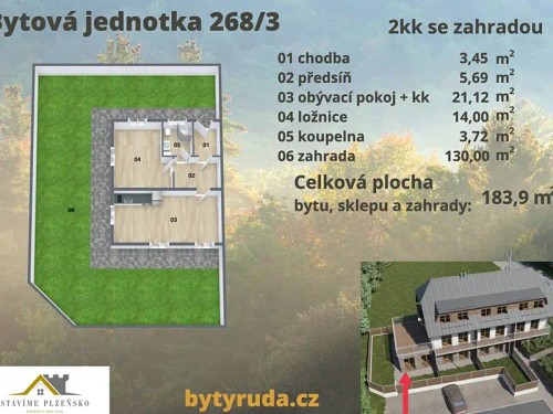 Prodej bytu 2+kk 184 m²