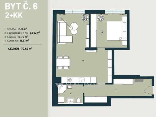 Prodej bytu 2+kk 67 m²