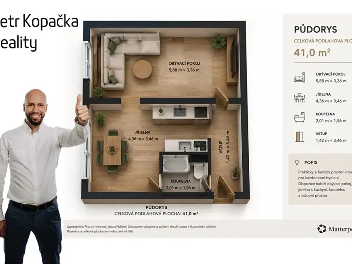 Prodej bytu 1+1 40 m²
