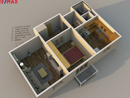Prodaný byt 2+1 55 m²