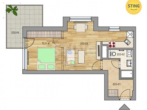 Prodaný byt 1+kk 43 m²