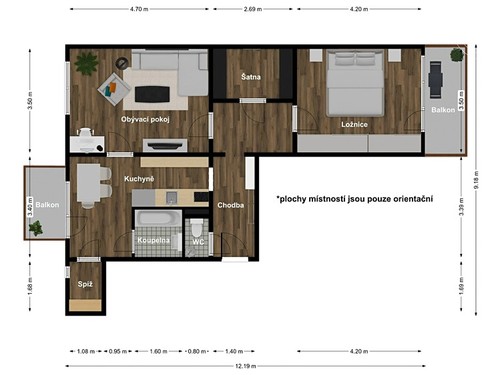 Prodaný byt 2+1 60 m²