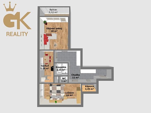 Prodaný byt 2+1 67 m²