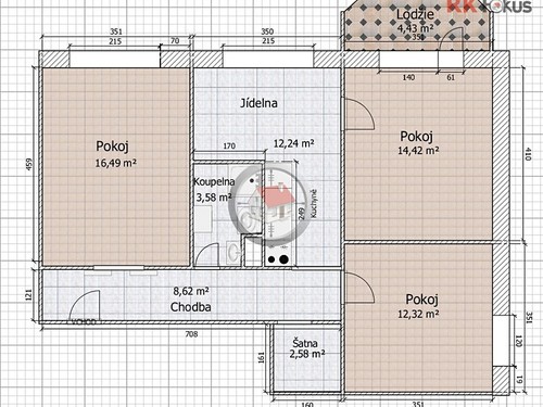 Prodaný byt 3+1 70 m²