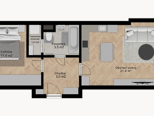 Prodaný byt 2+kk 40 m²