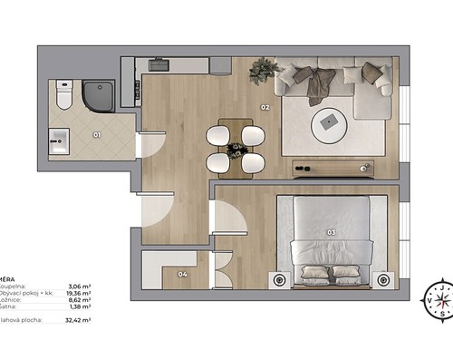 Prodaný byt 2+kk 33 m²