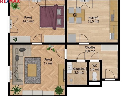 Prodaný byt 2+1 56 m²
