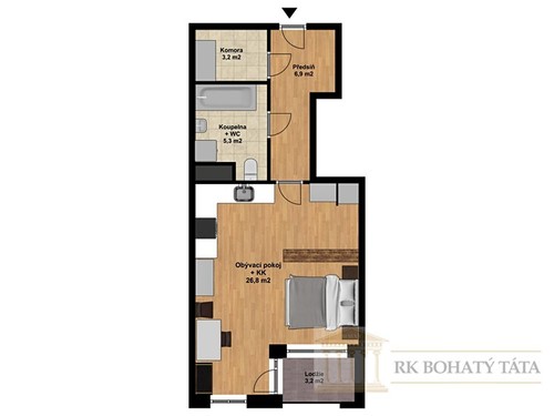 Prodaný  byt 1+kk 44 m²