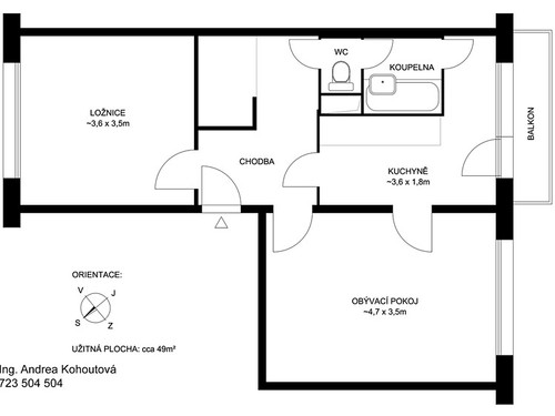 Prodaný byt 2+1 52 m²