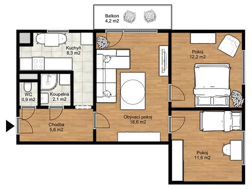Prodaný byt 3+1 64 m²