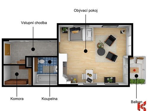 Prodaný byt 1+kk 41 m²