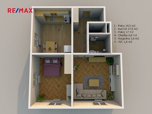 Prodaný byt 2+1 56 m²