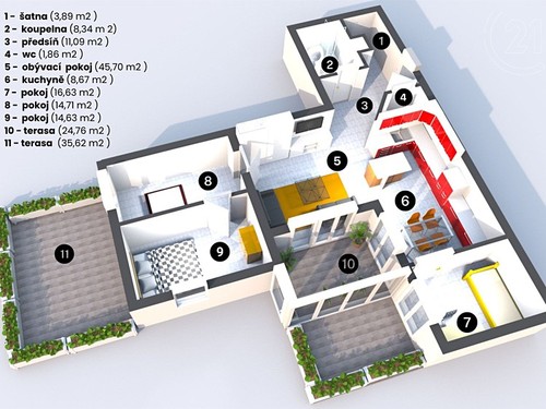 Prodaný byt 4+kk 127 m²