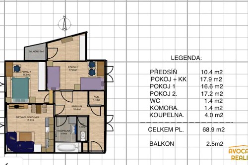 Prodej bytu 3+kk 68 m²