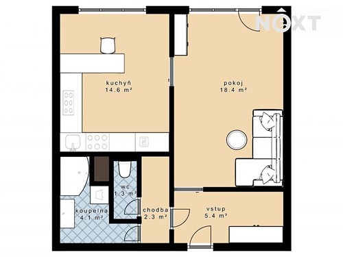 Prodaný byt 1+1 49 m²