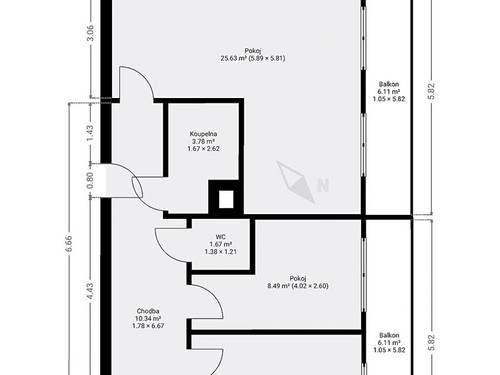 Prodaný byt 3+kk 66 m²