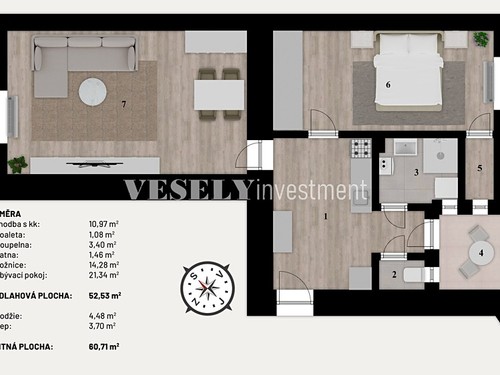 Prodaný byt 2+kk 61 m²