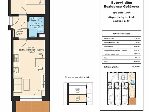 Prodaný byt 2+kk 58 m²