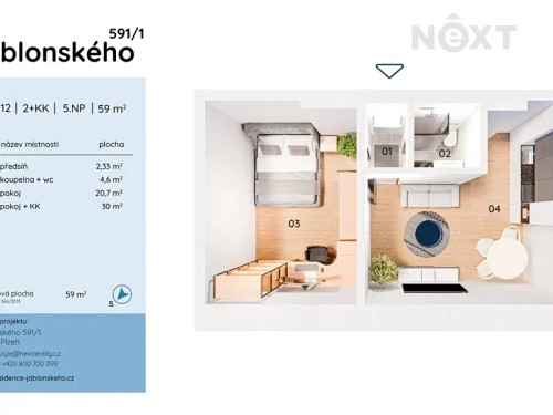 Prodaný  byt 2+kk 58 m²