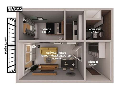 Prodaný byt 2+kk 43 m²