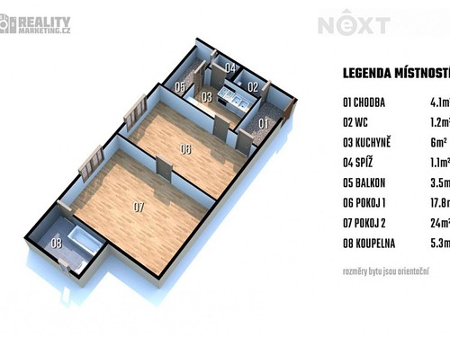 Prodaný byt 2+1 58 m²