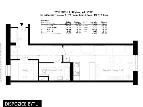 Prodaný byt 2+kk 47 m²