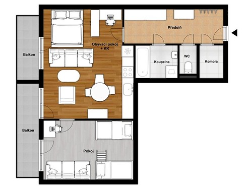 Prodaný byt 2+kk 57 m²