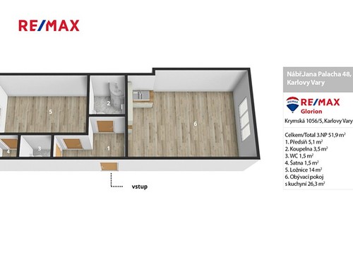 Prodaný byt 2+kk 57 m²