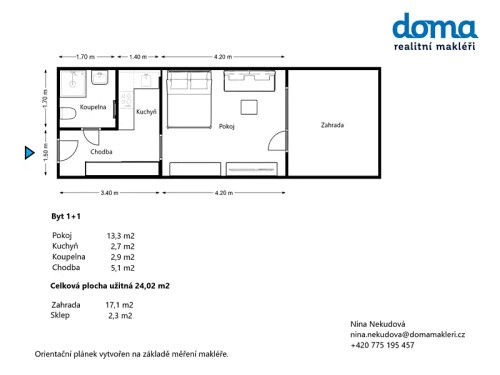 Prodaný byt 1+1 24 m²