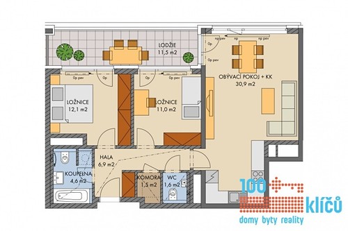 Prodaný byt 3+kk 72 m²