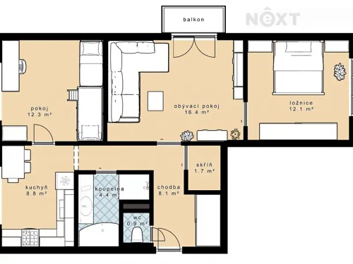 Prodaný byt 3+1 65 m²