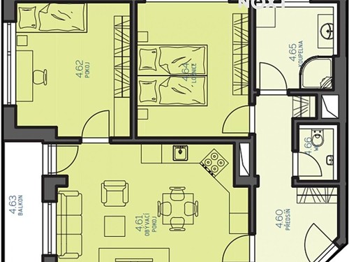 Prodaný byt 3+kk 68 m²