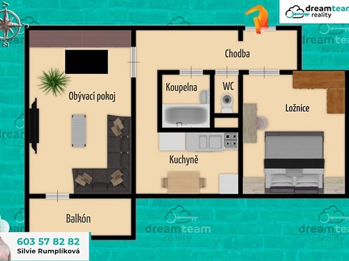 Prodaný byt 2+1 53 m²