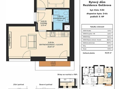 Prodaný byt 2+kk 45 m²
