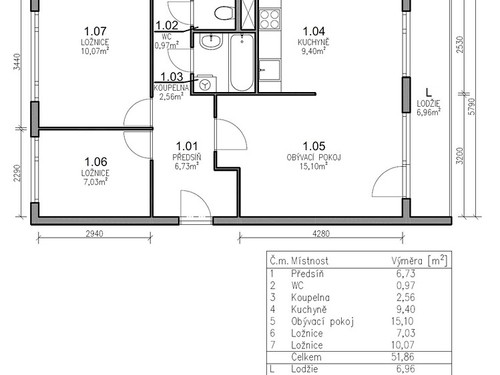 Prodaný byt 3+1 53 m²