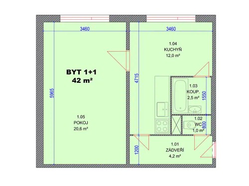 Prodej bytu 1+1 42 m²