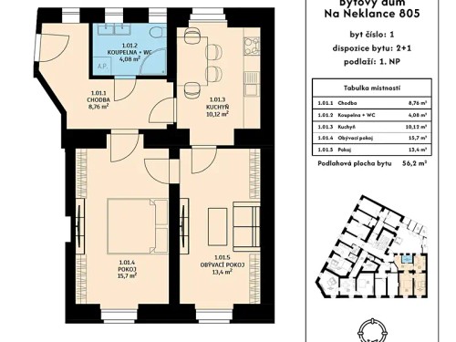 Prodaný byt 2+1 56 m²