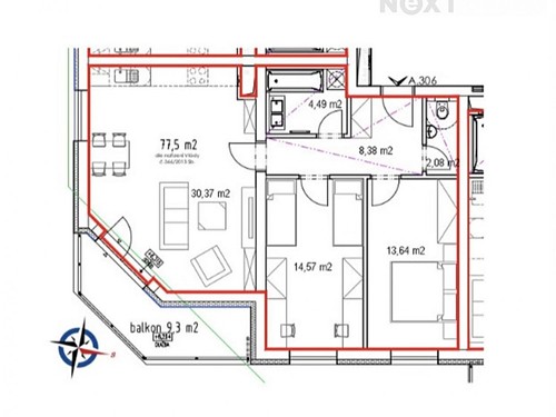 Prodaný byt 3+kk 78 m²
