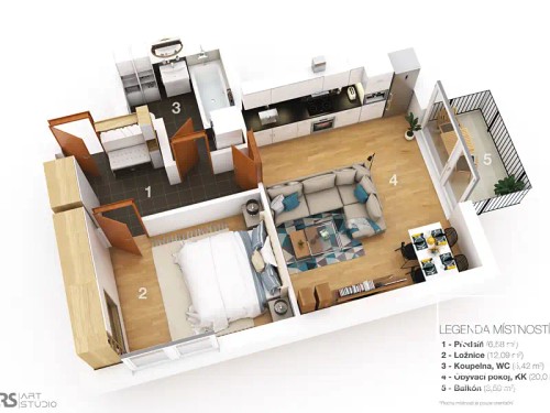 Prodaný byt 2+kk 48 m²