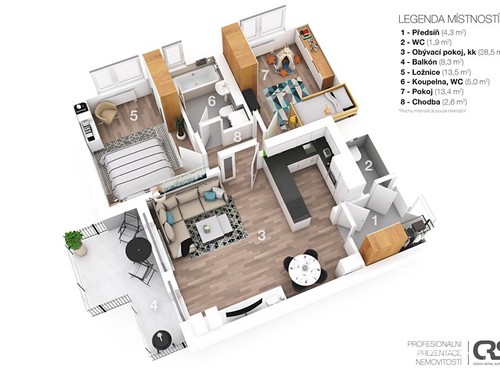 Prodaný byt 3+kk 75 m²