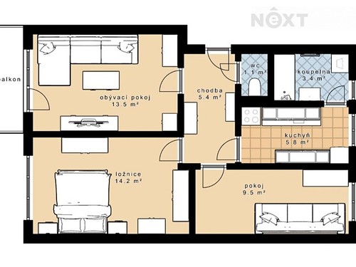 Prodaný byt 3+1 64 m²