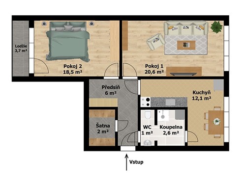 Prodaný byt 2+1 63 m²