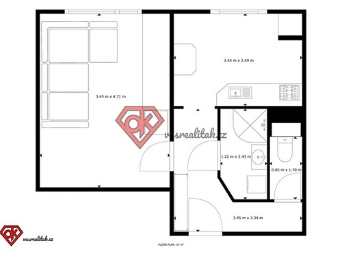 Prodaný byt 1+1 37 m²