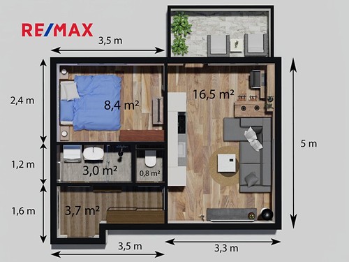 Prodaný byt 2+kk 34 m²