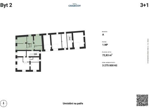 Prodaný  byt 3+1 73 m²