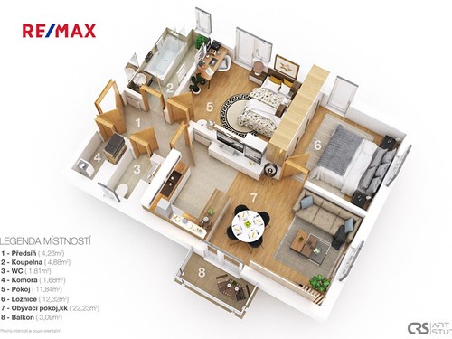 Prodaný byt 3+kk 59 m²