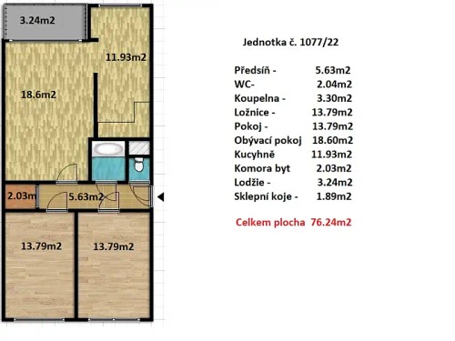 Prodaný byt 3+1 76 m²
