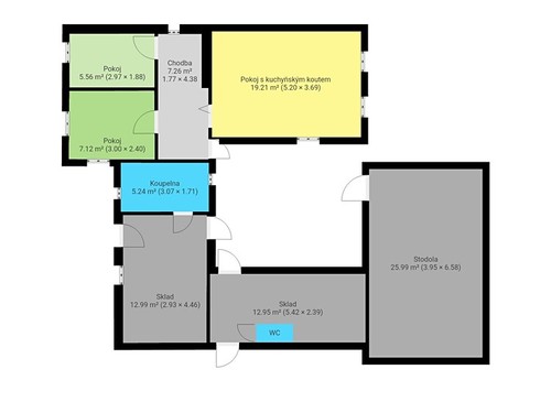 Prodaná chalupa 50 m², pozemek 550 m²